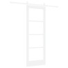 Porte Coulissante avec Kit Quincaillerie Blanche 73,5x198,5 cm Bois Massif Pin 