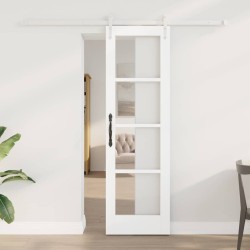 Porte Coulissante avec Kit de Matériel Blanche 61x198,5 cm en Bois Massif de Pin 