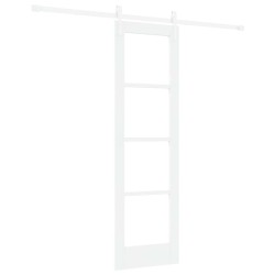 Porte Coulissante avec Kit de Matériel Blanche 61x198,5 cm en Bois Massif de Pin 