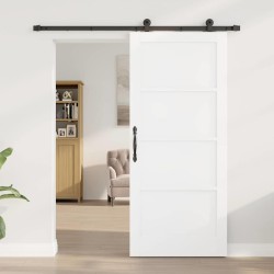 Porte coulissante avec quincaillerie blanche 86x198,5 cm en bois solide en pin 