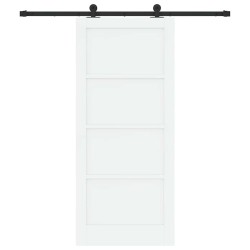 Porte coulissante avec quincaillerie blanche 86x198,5 cm en bois solide en pin 