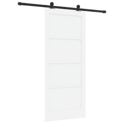 Porte coulissante avec quincaillerie blanche 86x198,5 cm en bois solide en pin 
