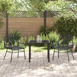 Ensemble de jardin 3 pièces en poly rotin noir 