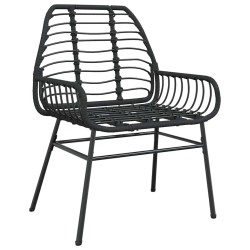 Ensemble de jardin 3 pièces en poly rotin noir 
