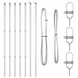 Set de Poteaux de Clôture Argent 7 pcs Argent Ø32mm 200 cm 