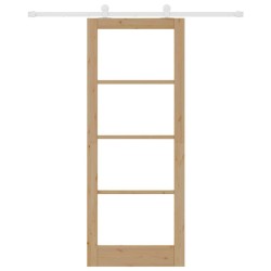 Porte Coulissante avec Kit de Matériel 'ORKDAL'Bois Massif & Verre 