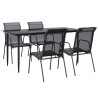 Ensemble à manger de jardin 5 pcs noir textilène et acier 