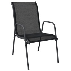 Ensemble à manger de jardin 5 pcs noir textilène et acier 