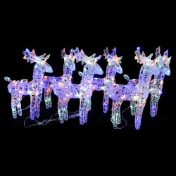 Rennes de Noël 6 pcs 240 LED Multicolore Acrylique 