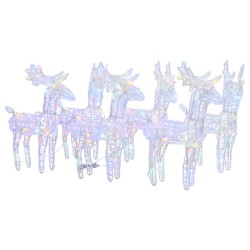 Rennes de Noël 6 pcs 240 LED Multicolore Acrylique 