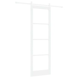 Porte Coulissante avec Kit Quincaillerie 'ORKDAL'Bois Massif & Verre Blanche 