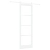 Porte Coulissante avec Kit Quincaillerie 'ORKDAL'Bois Massif & Verre Blanche 