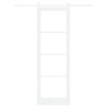 Porte Coulissante avec Kit Quincaillerie 'ORKDAL'Bois Massif & Verre Blanche 