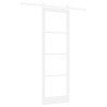 Porte Coulissante avec Kit Quincaillerie 'ORKDAL'Bois Massif & Verre Blanche 