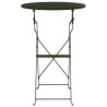 Table Bistro Pliante Vert Foncé Ø50 x 71 cm, en Acier Revêtu de Poudre 