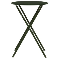 Table Bistro Pliante Vert Foncé Ø50 x 71 cm, en Acier Revêtu de Poudre 