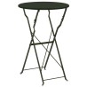 Table Bistro Pliante Vert Foncé Ø50 x 71 cm, en Acier Revêtu de Poudre 