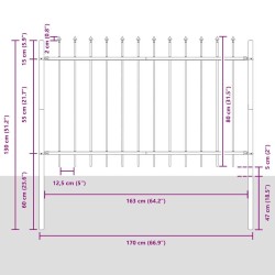 Clôture de jardin avec une pointe blanche - 1,7 x 0,8 m - Acier 