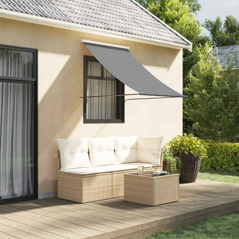 Auvent rétractable anthracite 150x150 m tissu et acier 