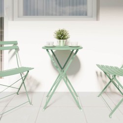 Table de jardin pliable mint clair Ø50 x 71 cm en acier 