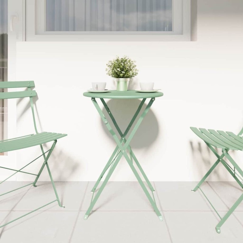 Table de jardin pliable mint clair Ø50 x 71 cm en acier 