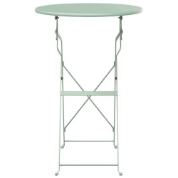 Table de jardin pliable mint clair Ø50 x 71 cm en acier 