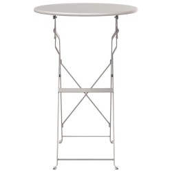 Table de bistrot pliante beige Ø50 x 71 cm en acier recouvert de poudre 