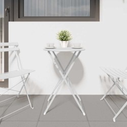 Table de bistro pliable blanche Ø50 x 71 cm en acier émaillé 