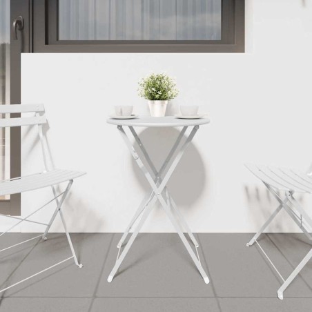 Table de bistro pliable blanche Ø50 x 71 cm en acier émaillé 