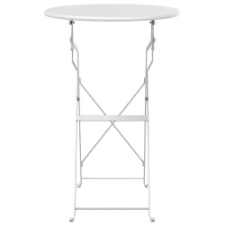 Table de bistro pliable blanche Ø50 x 71 cm en acier émaillé 