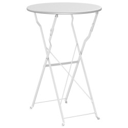Table de bistro pliable blanche Ø50 x 71 cm en acier émaillé 
