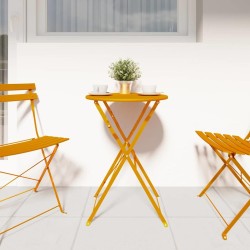 Table bistrot pliable Jaune moutarde Ø50 x 71 cm, en acier peint. 