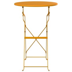 Table bistrot pliable Jaune moutarde Ø50 x 71 cm, en acier peint. 