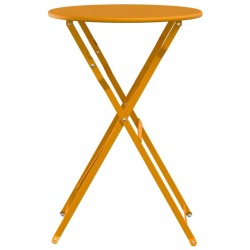 Table bistrot pliable Jaune moutarde Ø50 x 71 cm, en acier peint. 