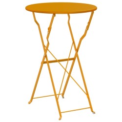 Table bistrot pliable Jaune moutarde Ø50 x 71 cm, en acier peint. 