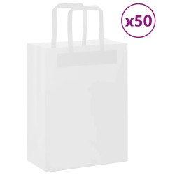 Sacs en papier 50 pcs avec poignées blanc 21x11x28 cm 