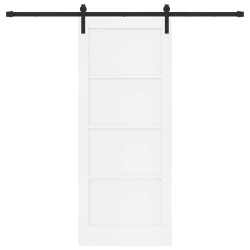 Porte Coulissante avec Quincaillerie Blanche 83x202 cm Bois Solide Pin 