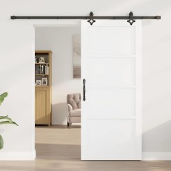 Porte coulissante avec kit de matériel 'ORKDAL'Bois massif blanc Pin 