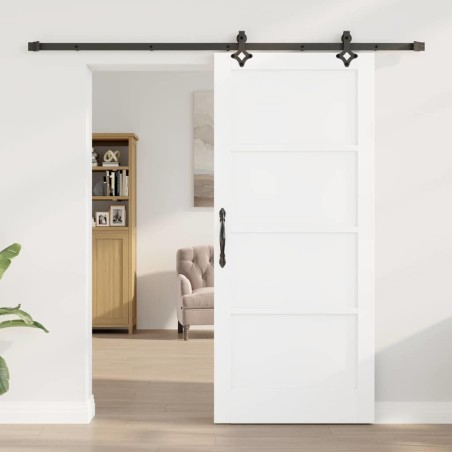 Porte coulissante avec kit de matériel 'ORKDAL'Bois massif blanc Pin 