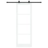 Porte Coulissante avec Quincaillerie 'ORKDAL'Bois Solide Blanc & Verre 