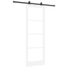 Porte Coulissante avec Quincaillerie 'ORKDAL'Bois Solide Blanc & Verre 