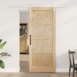 Porte Coulissante avec Ensemble de Quincaillerie 83x202 cm Bois Massif Pin 