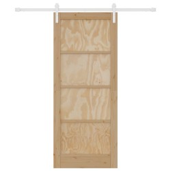 Porte Coulissante avec Ensemble de Quincaillerie 83x202 cm Bois Massif Pin 