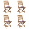 Chaises pliables de jardin lot de 4 avec coussins Bois d'acacia 