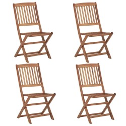 Chaises pliables de jardin lot de 4 avec coussins Bois d'acacia 
