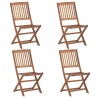 Chaises pliables de jardin lot de 4 avec coussins Bois d'acacia 