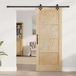 Porte coulissante avec ensemble de quincaillerie 83x202 cm en bois massif de pin 