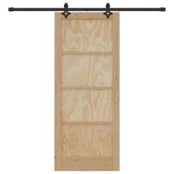 Porte coulissante avec ensemble de quincaillerie 83x202 cm en bois massif de pin 
