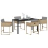 Set de jardin 5 pièces avec des coussins en poly rattan beige. 