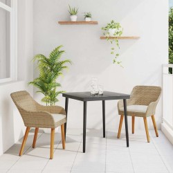 Set de jardin 3 pièces beige en rattan composite 